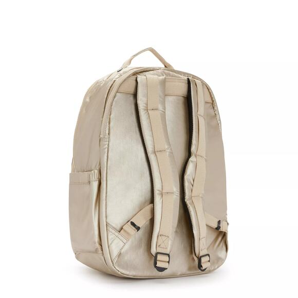 NWT Kipling Seoul Extra Large Metallic 17" Laptop Backpack in Starry Gold - Picture 2 of 10